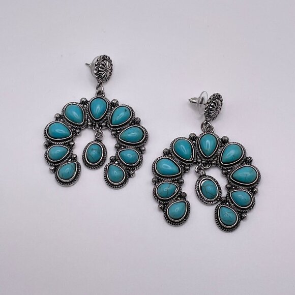 Western Boho Style Silver Concho Naja Earrings #1103 - Picture 8 of 8